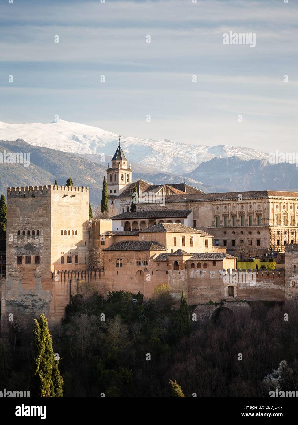 Die Alhambra aus Albaicín, Granada, Andalusien, Spanien Stockfoto