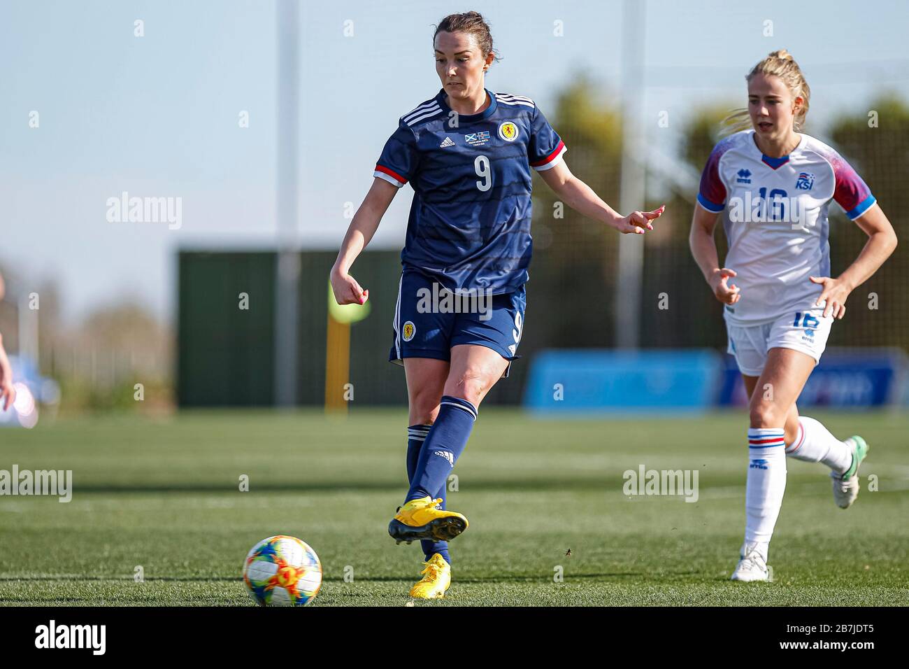 San Pedro del Pinatar, Spanien. März 2020. Freundschaftliches Fußballspiel zwischen Schottland und Island Frauen in der Pinatar Arena © ABEL F. ROS/Alamy Stockfoto