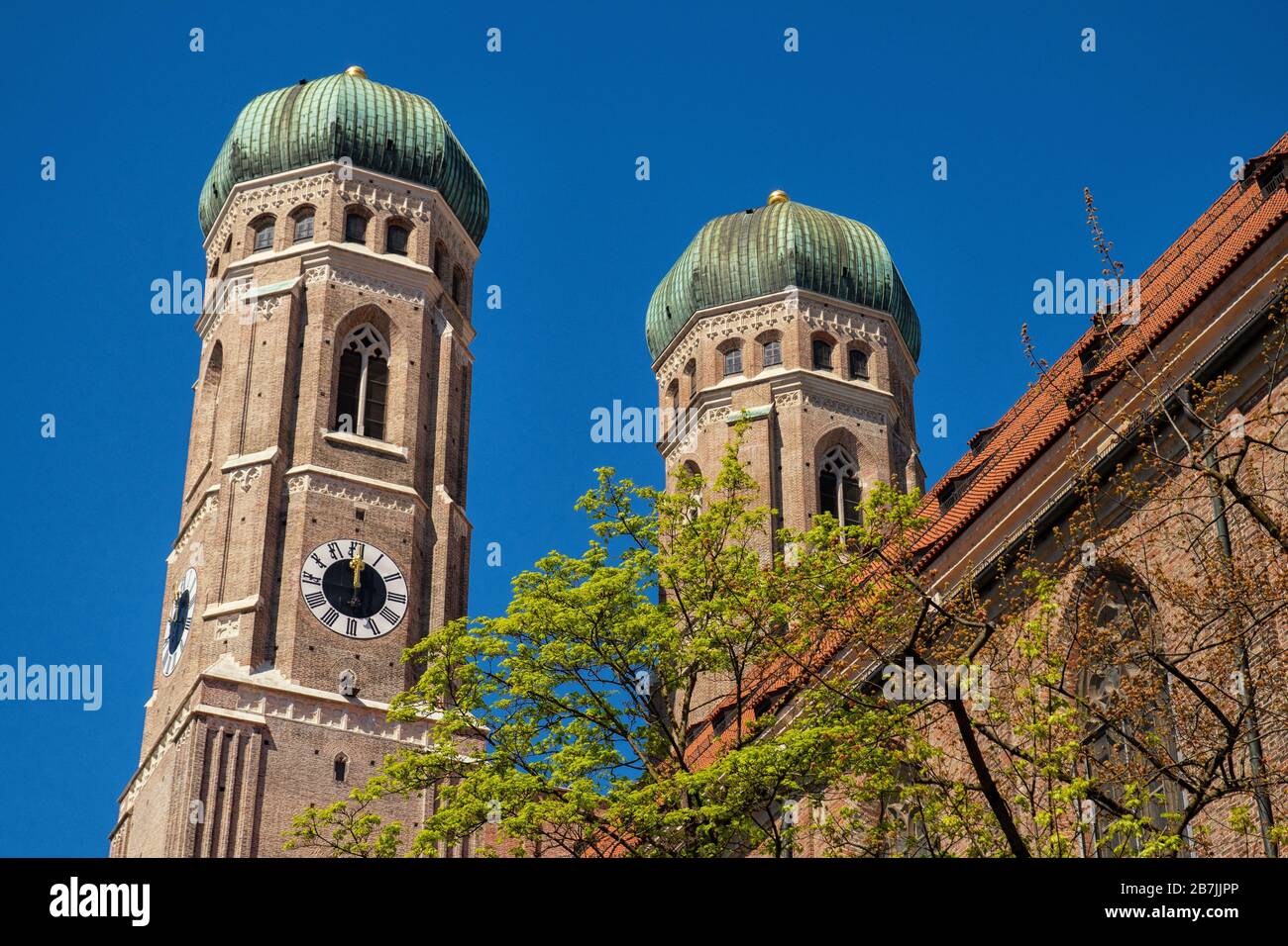 Türme der Frauenkirche in München Stockfoto