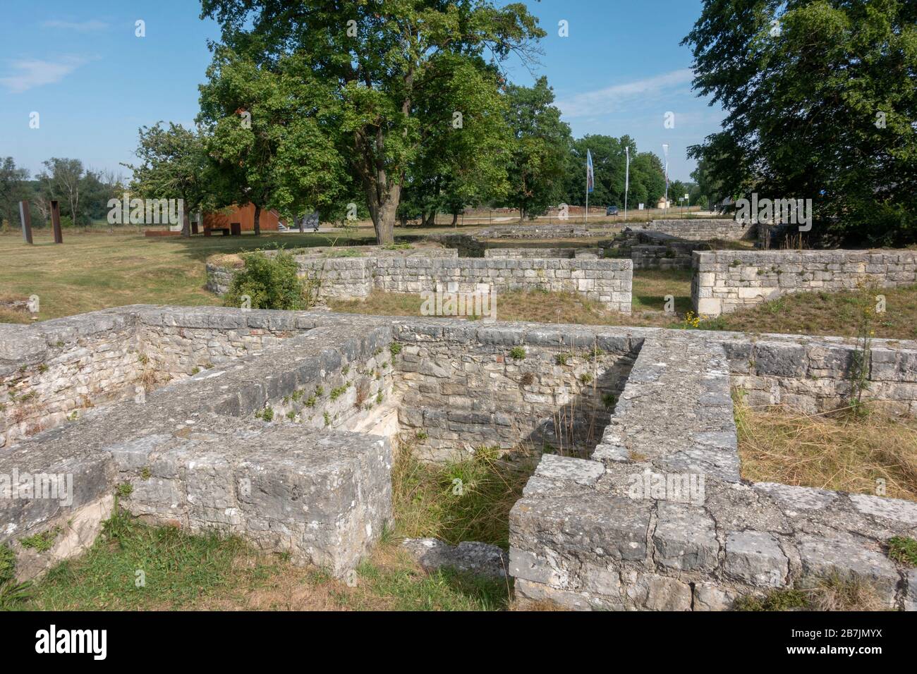 Abusina-Eining Römische Festung, Eining bei Abensberg, Bayern, Deutschland. Stockfoto