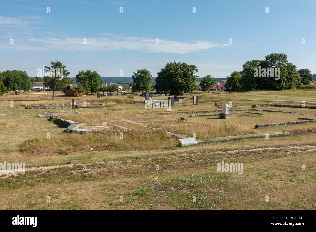 Allgemeine Ansicht über die römische Festung Abusina-Eining, Eining bei Abensberg, Bayern, Deutschland. Stockfoto