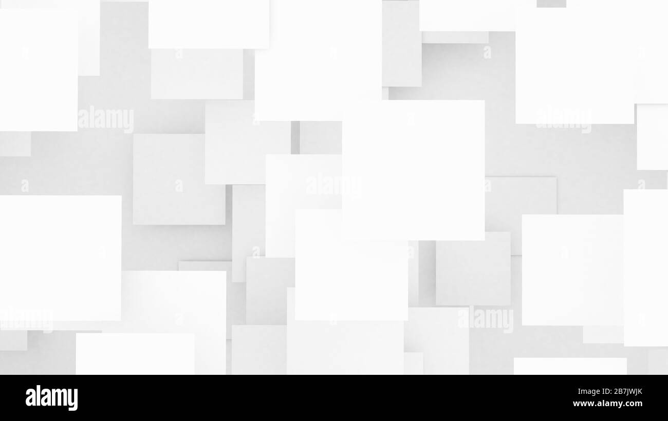 Überlappende weiße Quadrate Hintergrund 3D-Abbildung Stockfoto