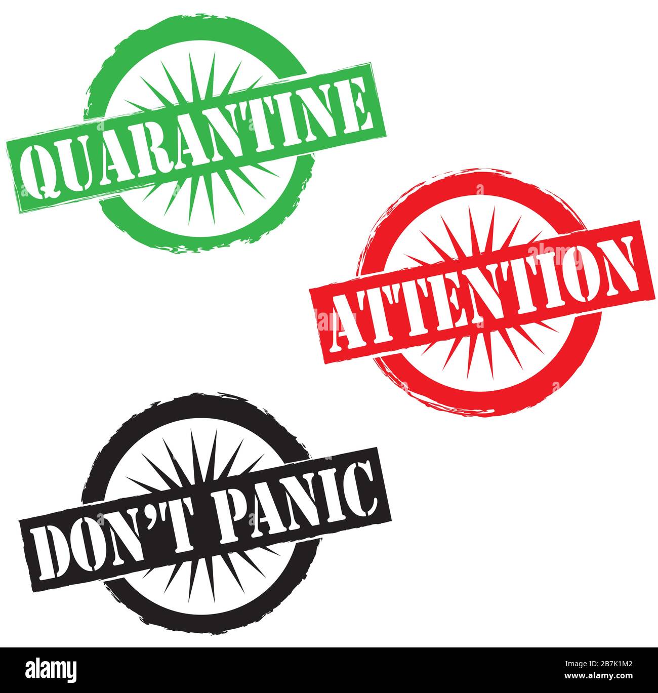 Coronavirus Pandemie Aufmerksamkeit globale Krisenvorlage Stempel Stock Vektor