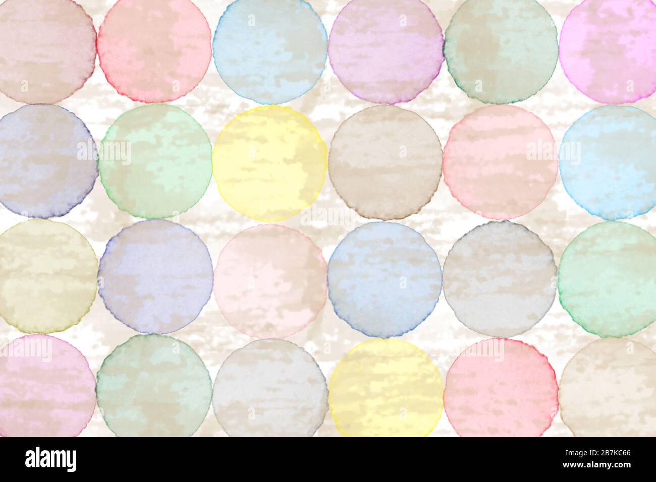 Helle, wasserfarbige Punkte, Kreisformen, verschwommener dekorativer Designhintergrund Stockfoto