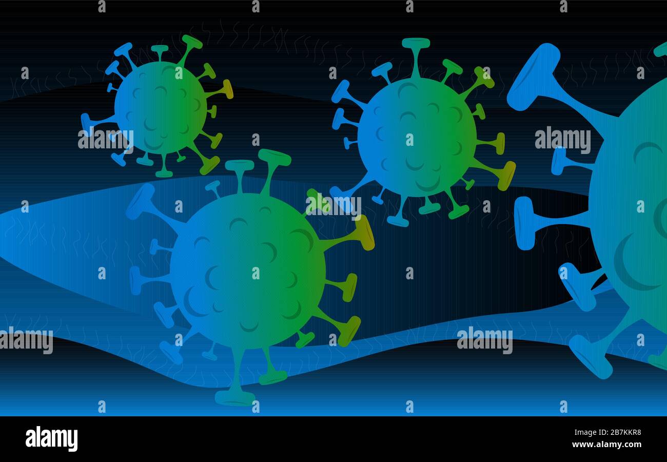 Vektordarstellung des chinesischen Coronavirus COVID-19 unter dem Mikroskop. Stock Vektor