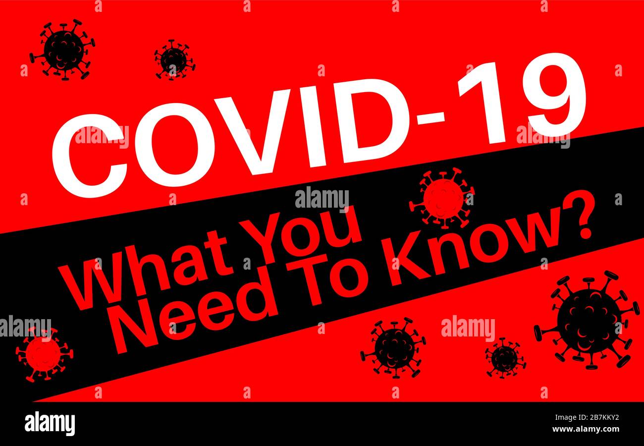 COVID-19 was müssen Sie wissen? Text. Offizielle Bezeichnung für Coronavirus - COVID-19. Vektorgrafiken. Stock Vektor