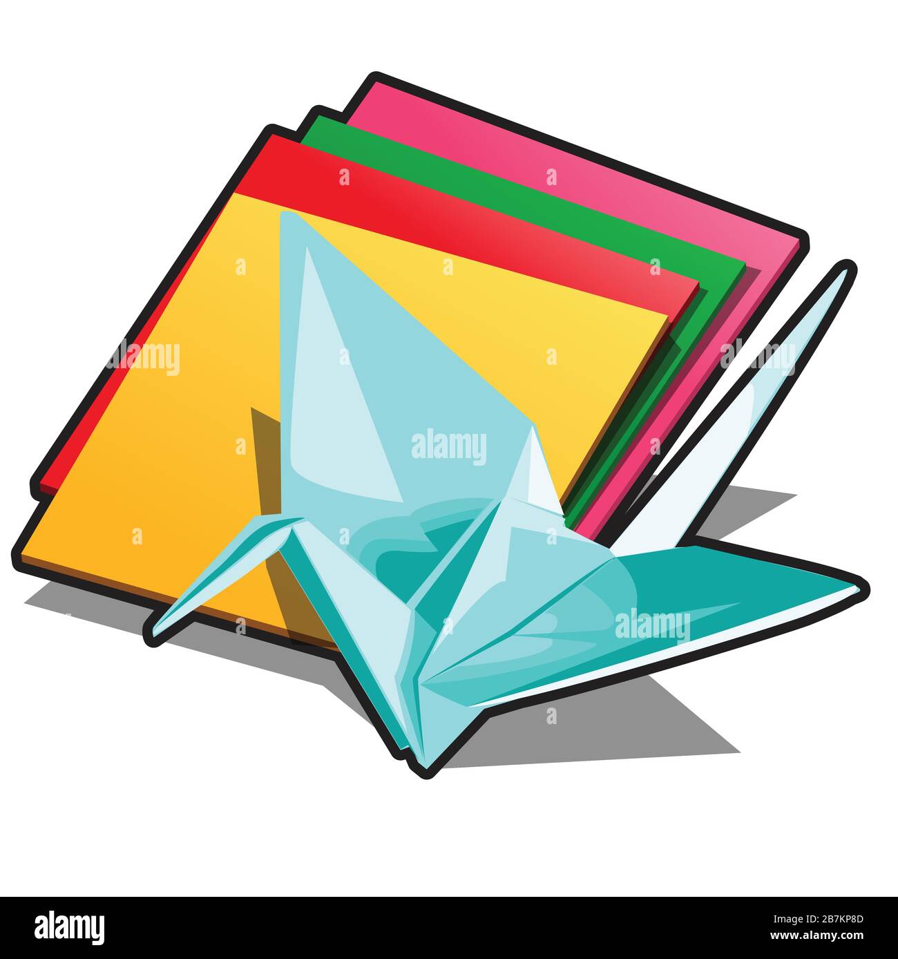 Abbildung eines Krans im Origami-Stil isoliert auf weißem Hintergrund. Nahaufnahme des Vektor-Cartoons. Stock Vektor