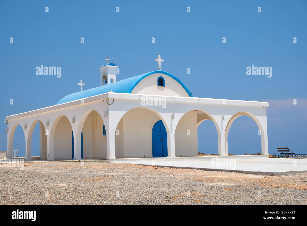 Die neue Ayia Thekla (Santa tecla) Kirche eines bedeutenden Heilers der frühchristlichen Zeit, St. Thekla. Ayia Napa. Zypern Stockfoto