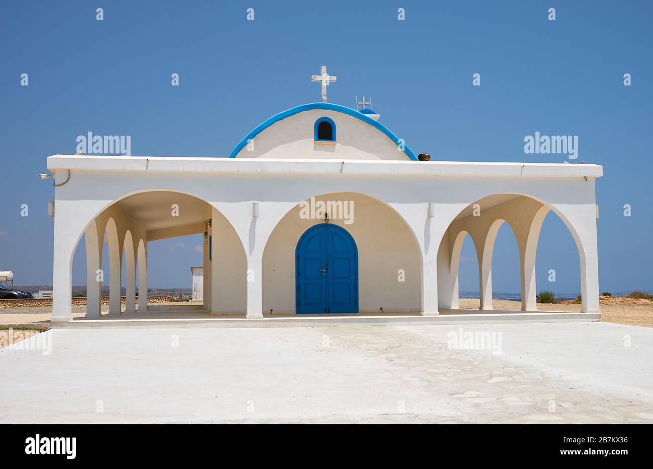 Die neue Ayia Thekla (Santa tecla) Kirche eines bedeutenden Heilers der frühchristlichen Zeit, St. Thekla. Ayia Napa. Zypern Stockfoto