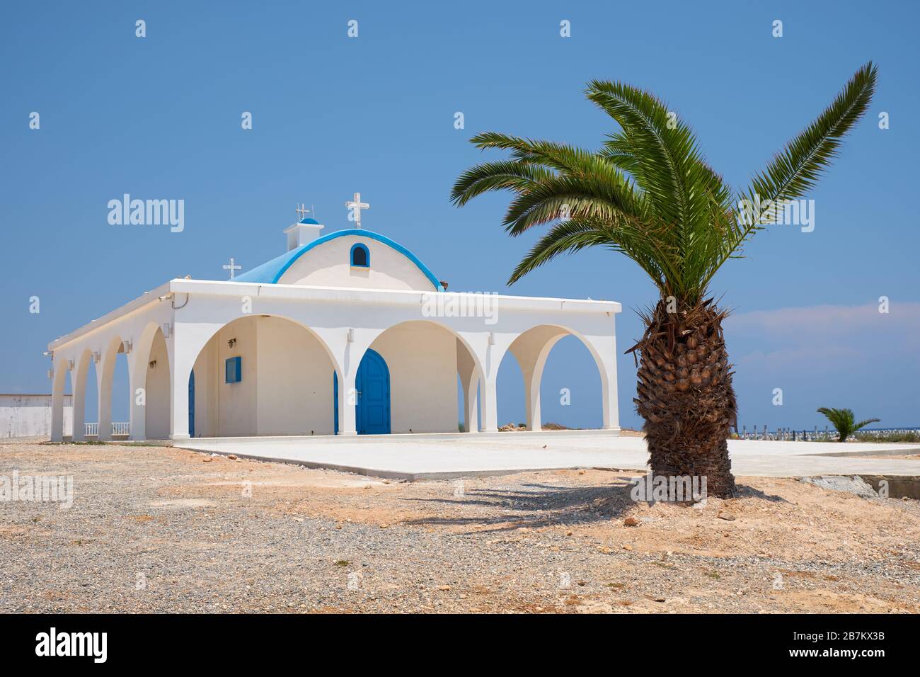 Die neue Ayia Thekla (Santa tecla) Kirche eines bedeutenden Heilers der frühchristlichen Zeit, St. Thekla. Ayia Napa. Zypern Stockfoto