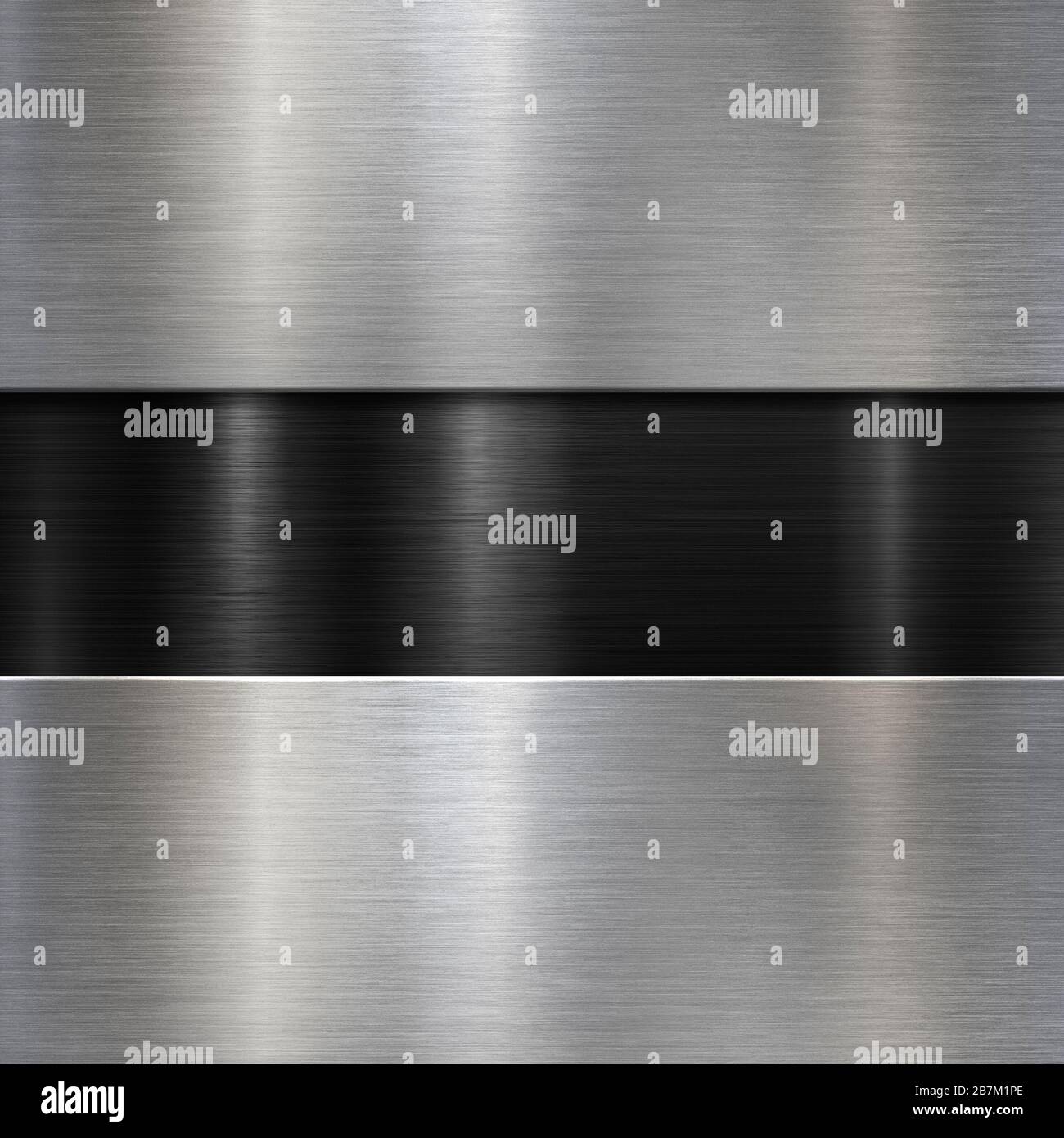 Gebürstete Metallplatten auf schwarzem Hintergrund 3d-Illustration Stockfoto