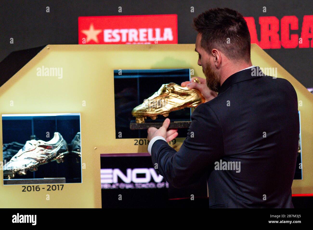 BARCELONA, SPANIEN - 16. OKTOBER: Leo Messi beim Golden Boot Trophäe Ceremony Award in Antiga Fabrica Estrella Damm am 16. Oktober 2019 in Barcelona, Spanien. (Foto nach DAX/ESPA-Images) Stockfoto