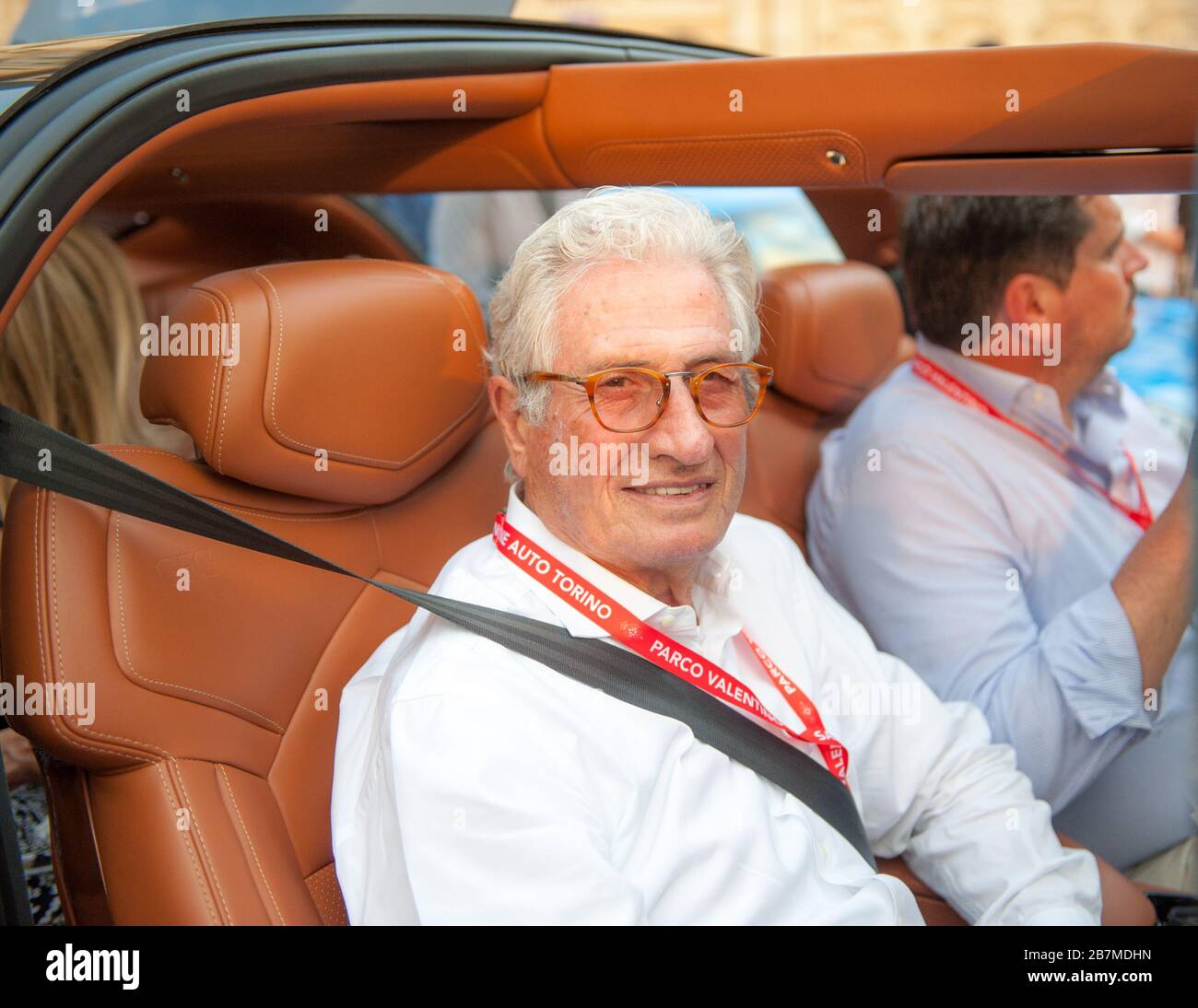turin, Italien, 19. juni 2019, Giorgetto Giugiaro fotografierte auf einem seiner prächtigen Autos auf dem Turiner Autosalon Stockfoto
