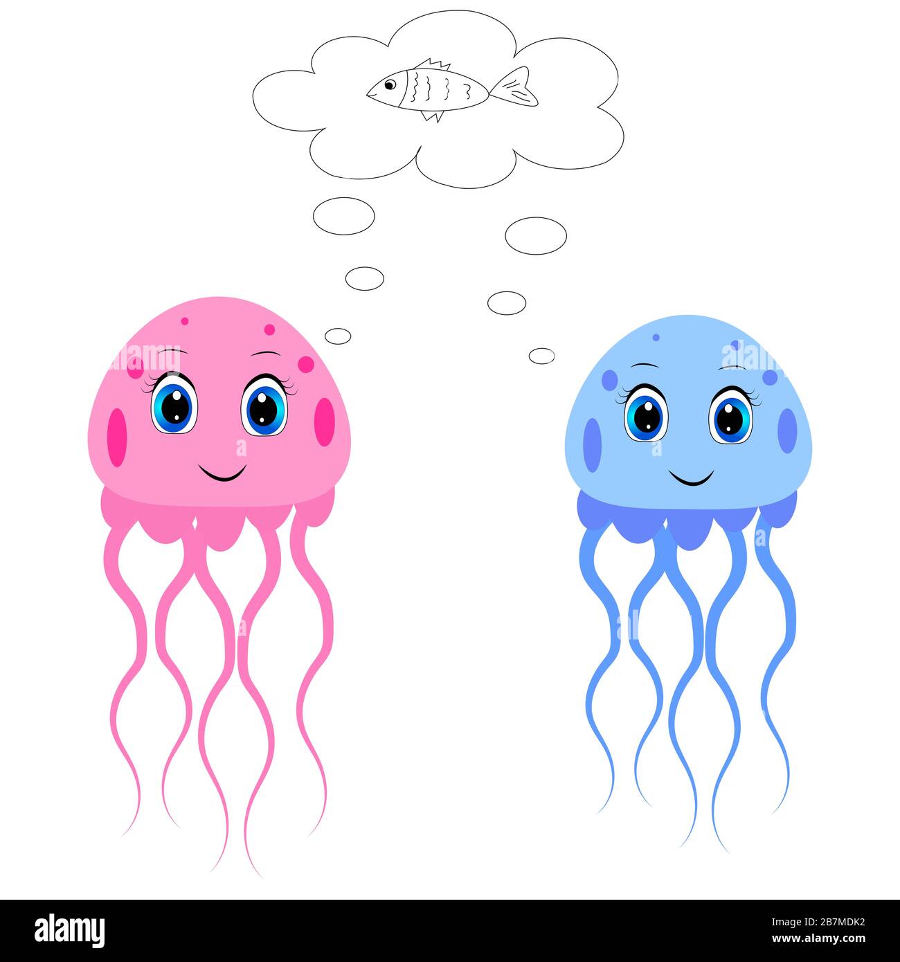 Niedliche Quallen Cartoon Vektor Illustration Stockfoto