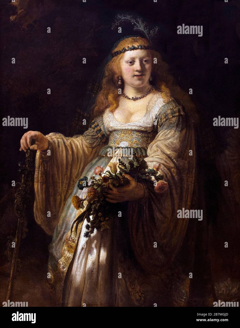 Saskia van Uylenburgh in Arcadian Costume, Rembrandt, 1635, Stockfoto