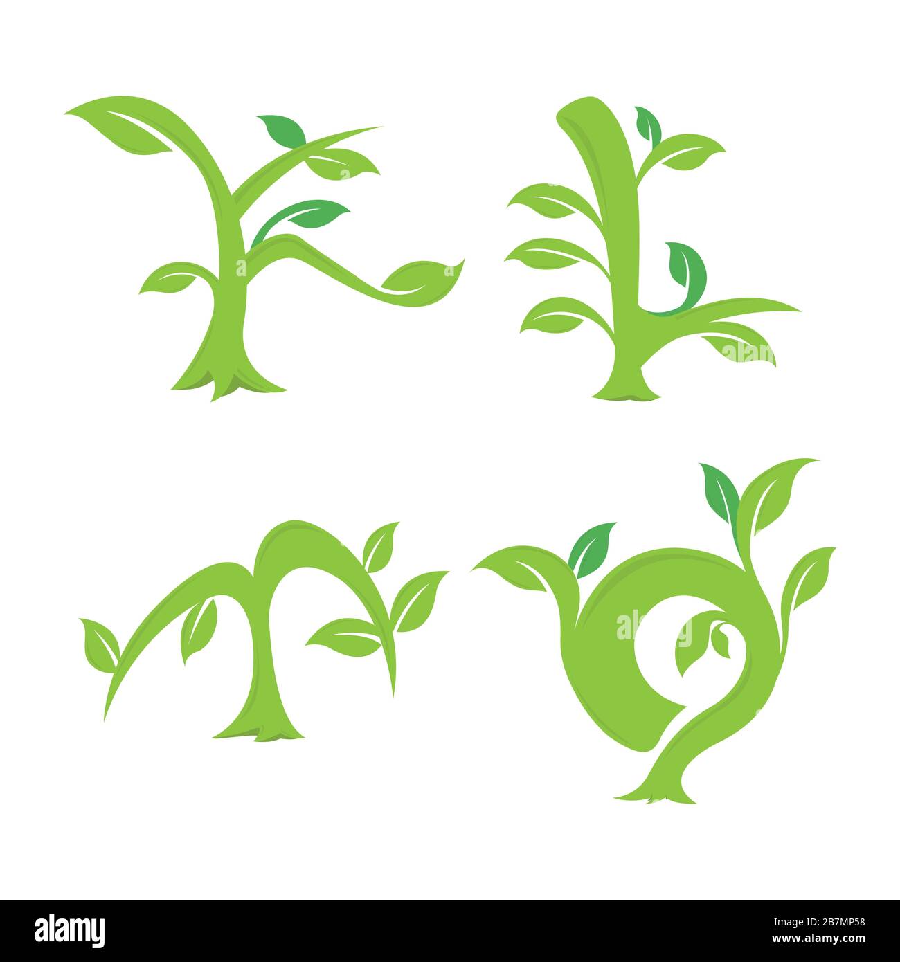 Satz von Schriftartvektor für Naturelemente der Buchstabenökologie. Beschriftung Symbol Vektor Logo Design Stock Vektor