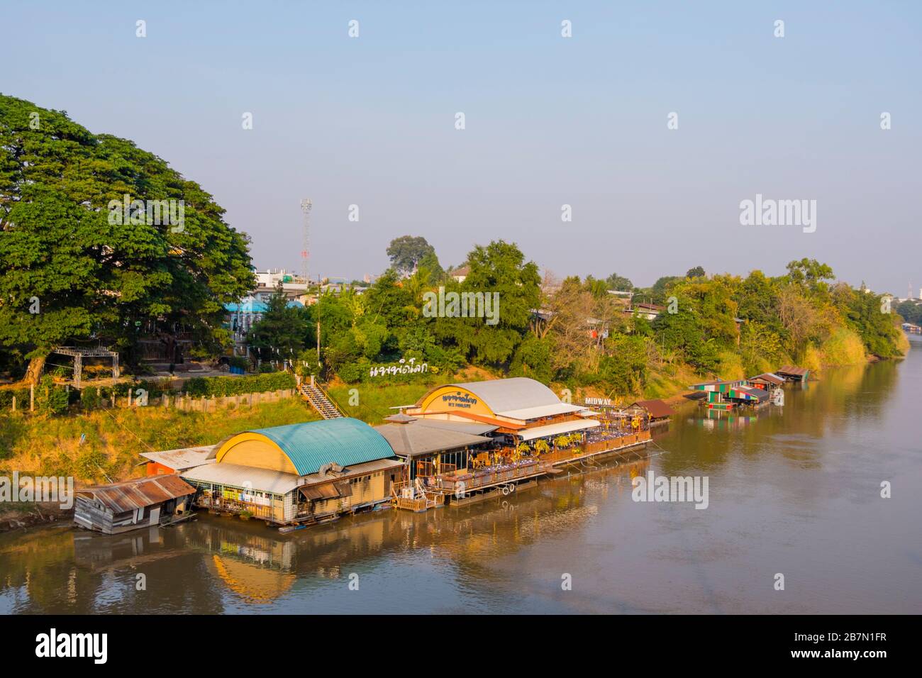 Restaurantboote, Fluss Nan, Phitsanulok, Thailand Stockfoto