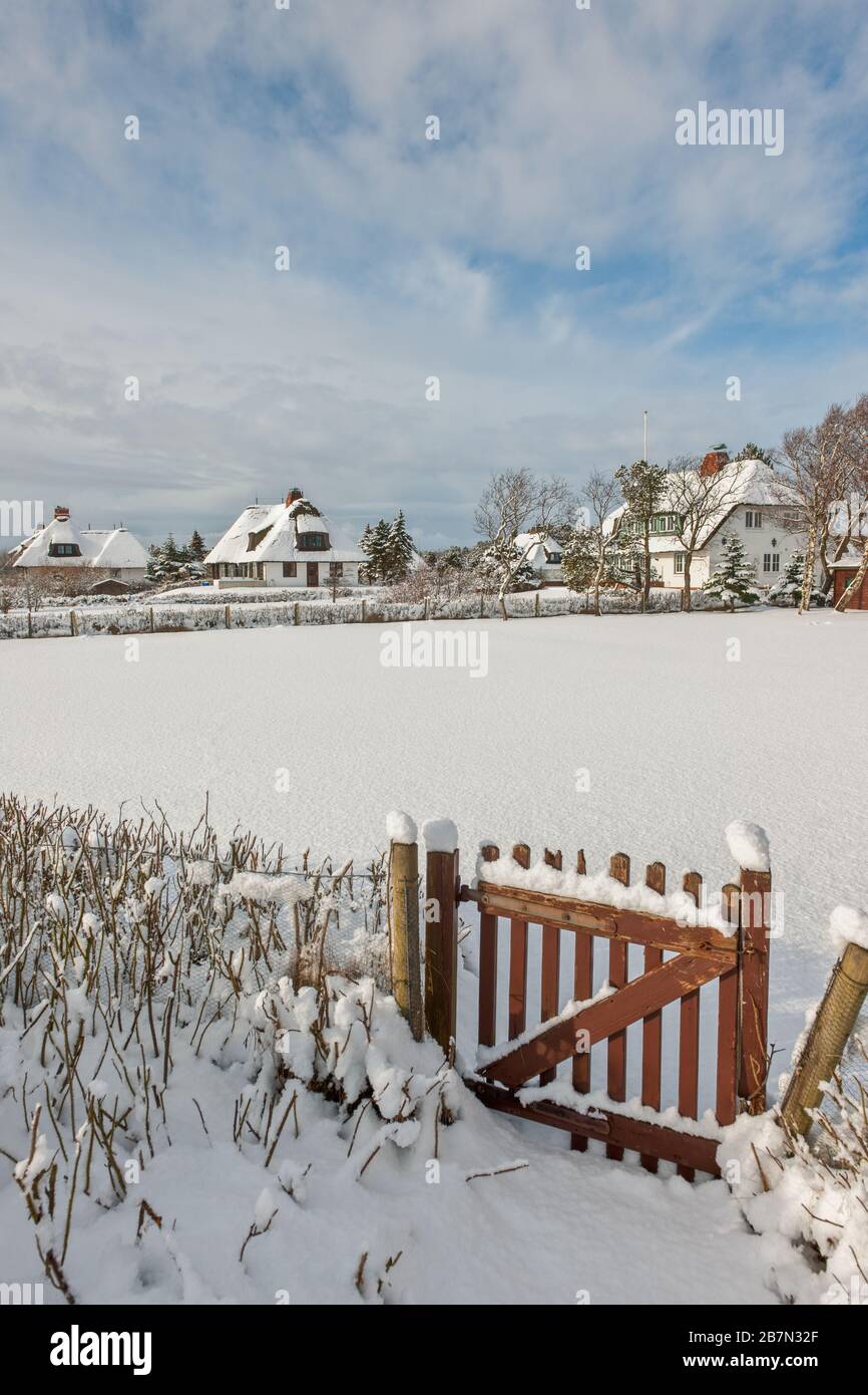 Gemeinde Greveling, extremer Winter auf der Insel Föhr, Nordsee, Unesco-Weltkulturerbe, Nordfriesland, Schleswig-Holstein, Deutschland, Europa Stockfoto