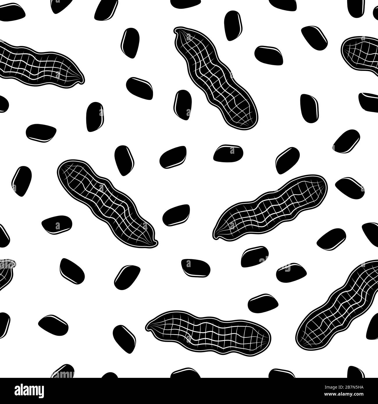 Lecker Peanut Seamless Pattern isoliert auf weißem Hintergrund. Nusssamen Stock Vektor