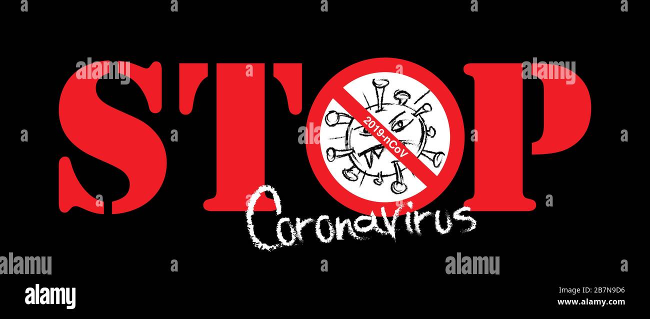 Coronavirus Ikone mit Red Vouter Sign, 2019-nCoV Roman Coronavirus Bakterien. Keine Infektion und stoppen Coronavirus Pandemie. Vektor EPS 10 Stock Vektor