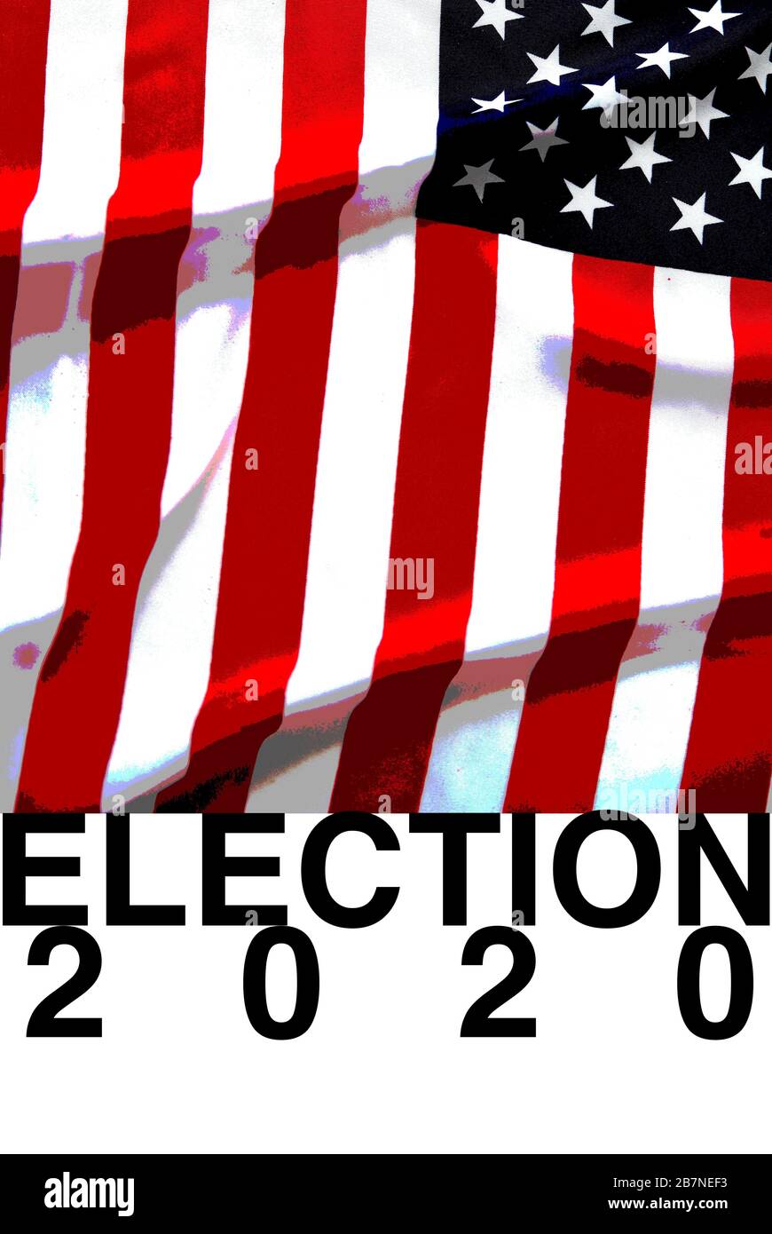 Wahlwort in aller Mütze mit 2020 und stilisierter US-Flagge Stockfoto