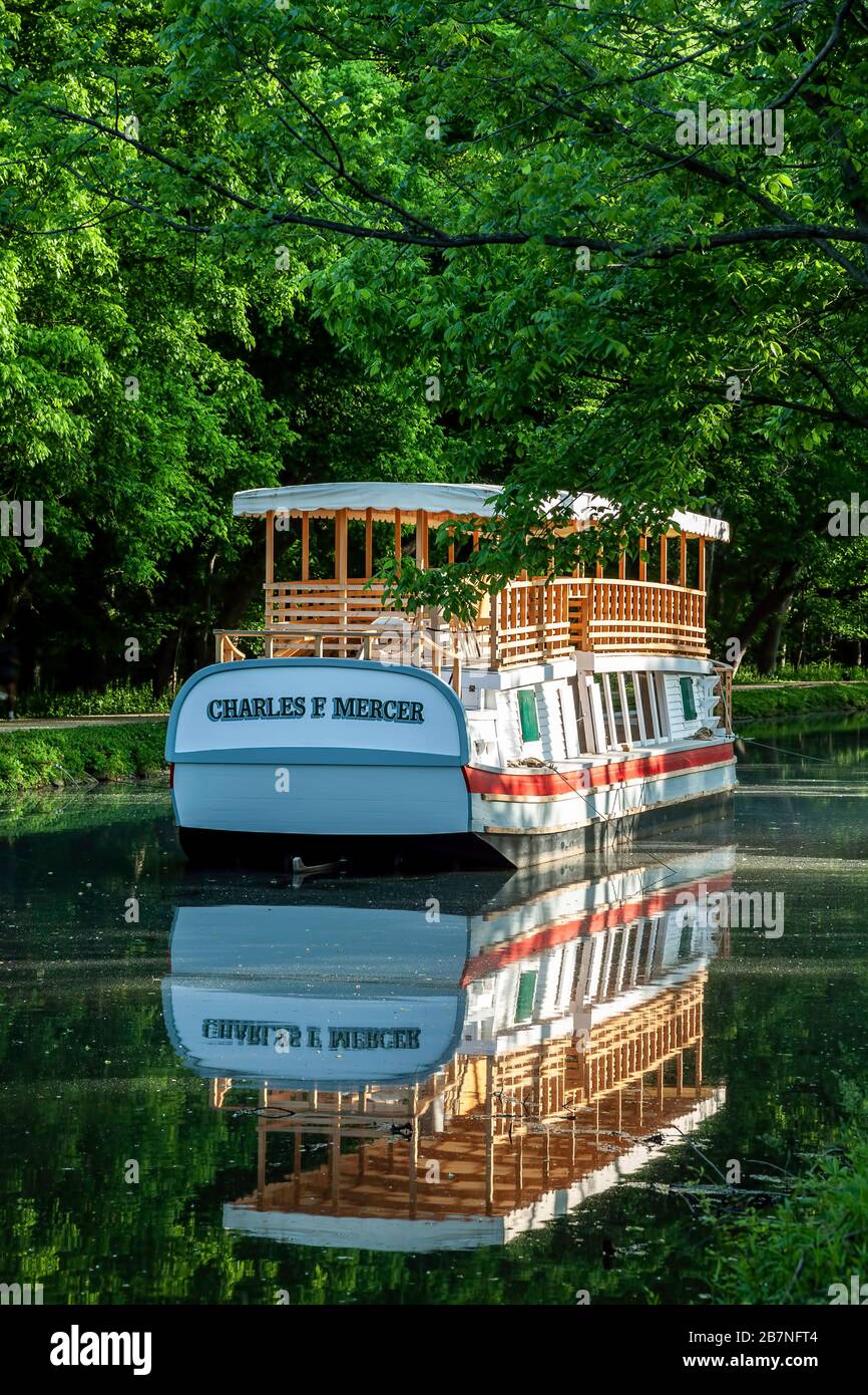 Charles F. Mercer Kanalboot, Chesapeake und Ohio Canal National Historic Park, Maryland USA Stockfoto