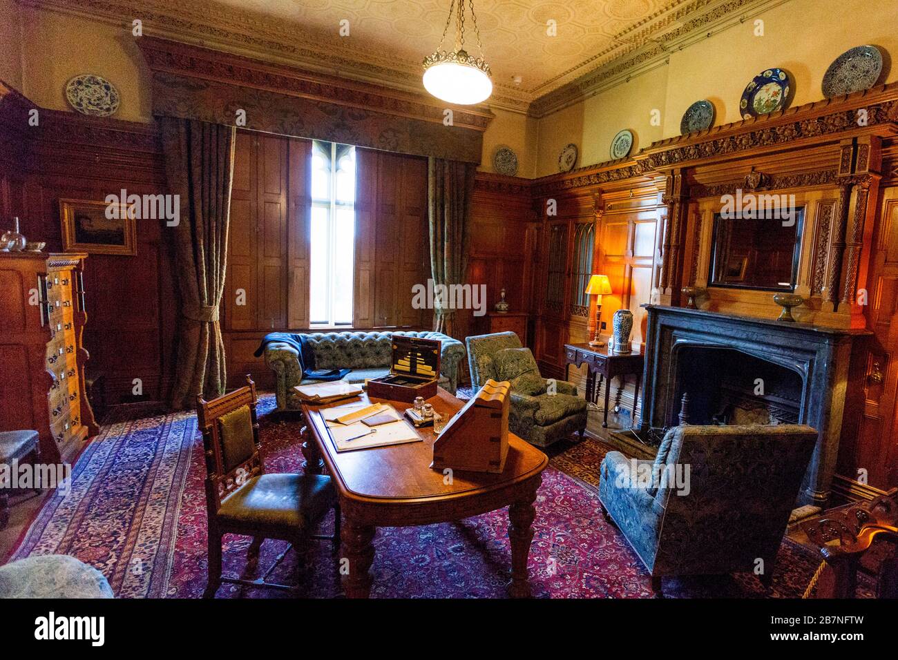 Antonys Studie im Tyntesfield House, NR Wraxall, North Somerset, England, Großbritannien Stockfoto