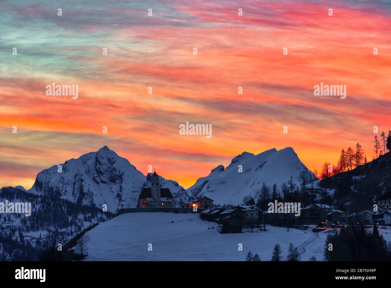 Sonnenuntergang in Colle Santa Lucia - Veneto Italien Stockfoto