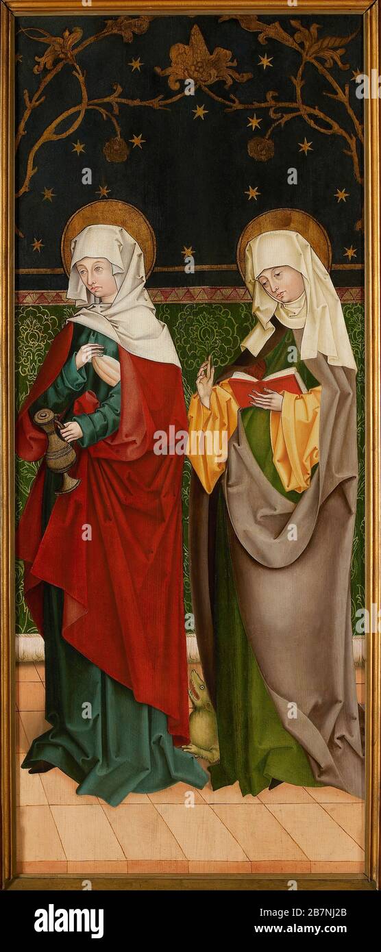 Die heilige Elisabeth von Ungarn und die heilige Margarethe, ca. 1485-1490. Gefunden in der Sammlung des Museums Mayer van den Bergh, Antwerpen. Stockfoto