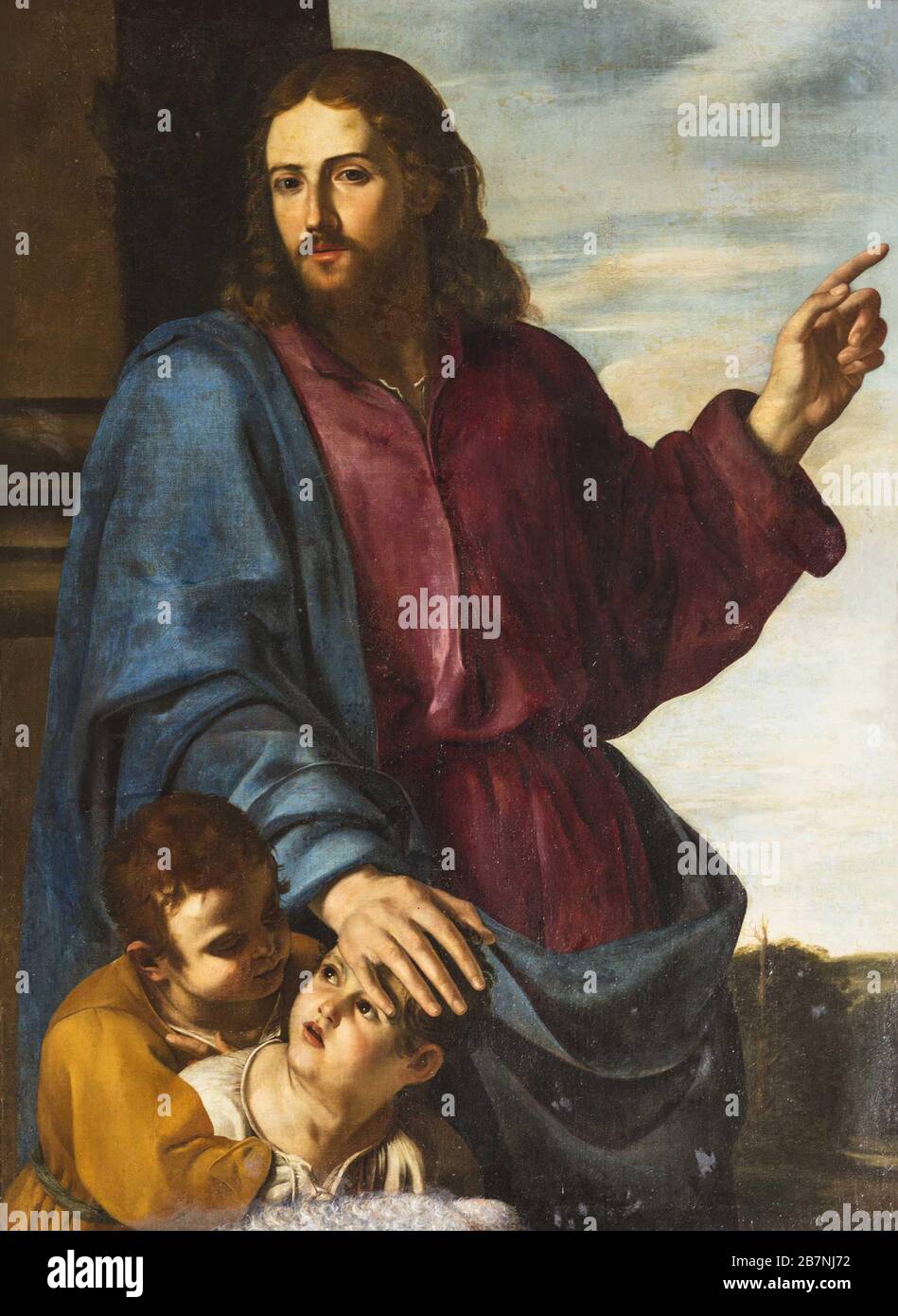 Christus Segen für die Kinder (die kleinen Kinder kommen zu mir), c 1629-1630. Gefunden in der Sammlung der Basilika dei Santi Ambrogio e Carlo al Corso, Roma. Stockfoto
