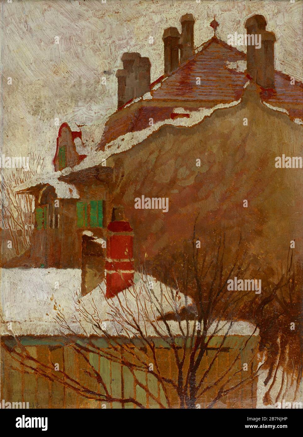 Häuser im Winter (Blick vom Studio), 1907-1908. Gefunden in der Sammlung von &#XD6;sterrische Galerie Belvedere, Wien. Stockfoto