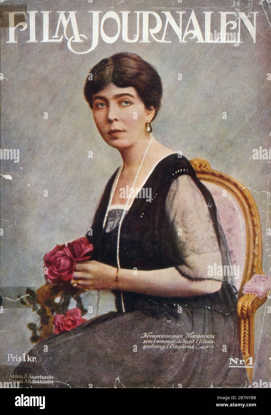 Schwedische Prinzessin Margareta, farbiges Cover der Filmjournalen Nummer 1, im Jahr 1920. Stockfoto