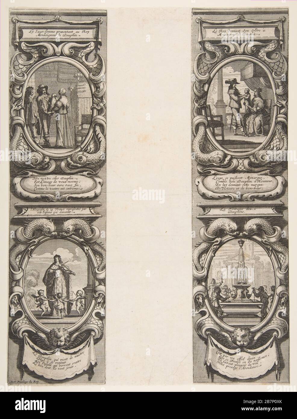 Almanach für 1639: Ludwig XIII. Und Anne von Österreich vertrauen dem Königreich und dem Erb der Jungfrau, 1638. Stockfoto
