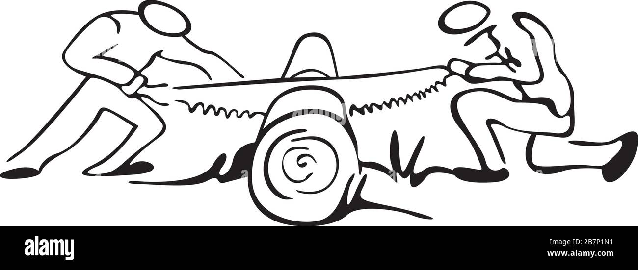 Männer sägen den Baum Stock Vektor