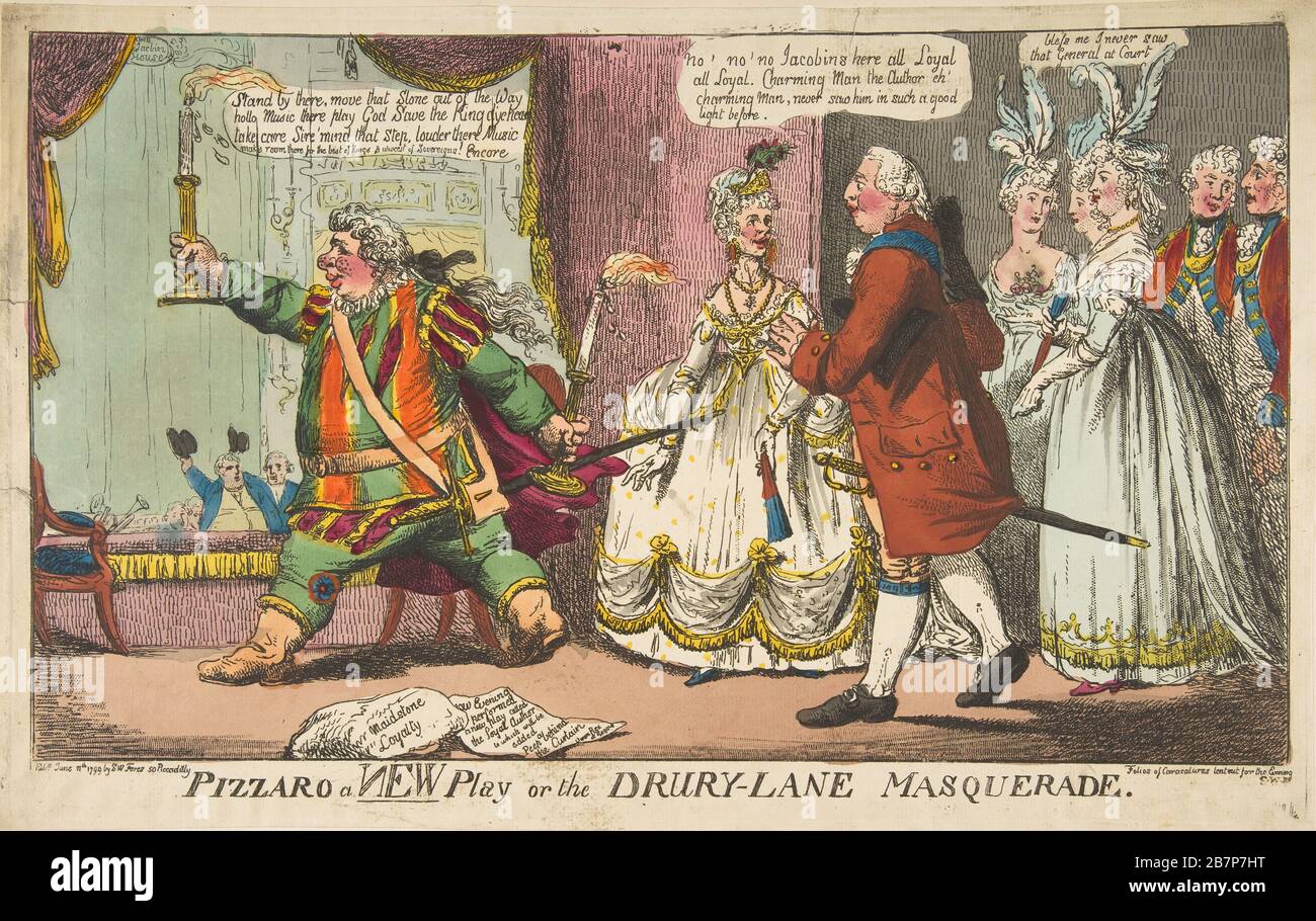 Pizzaro A New Play oder die Drury-Lane Masquerade, 11. Juni 1799. Stockfoto