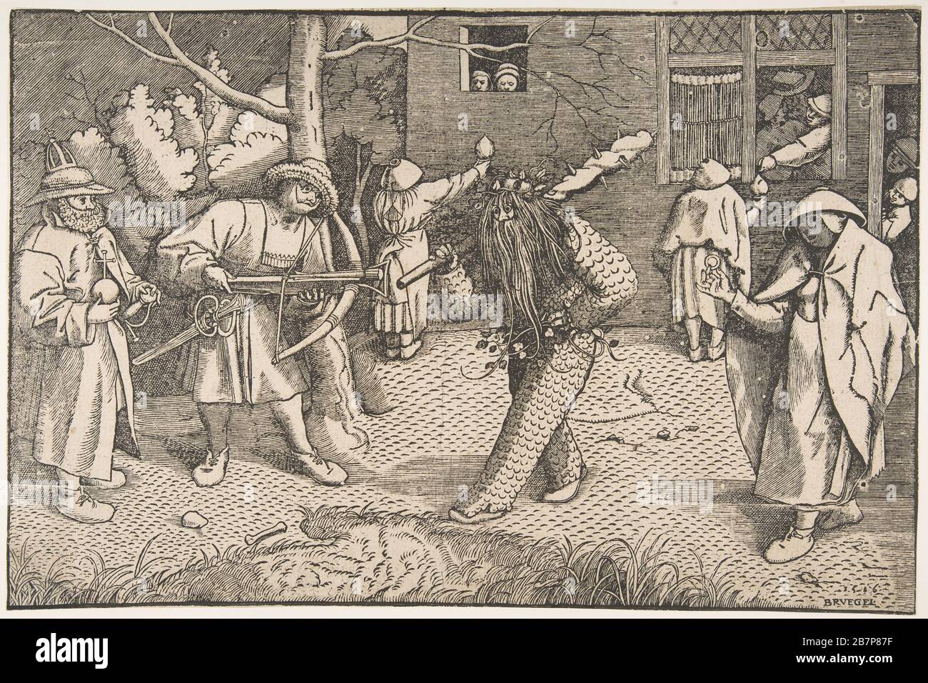 Der Wilde Mann oder die Maskerade von Orson und Valentine, 1566. Nach Pieter Bruegel dem älteren Stockfoto