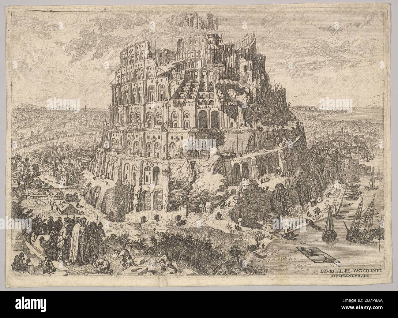 Der Turm von Babel. Nach Pieter Bruegel dem älteren Stockfoto