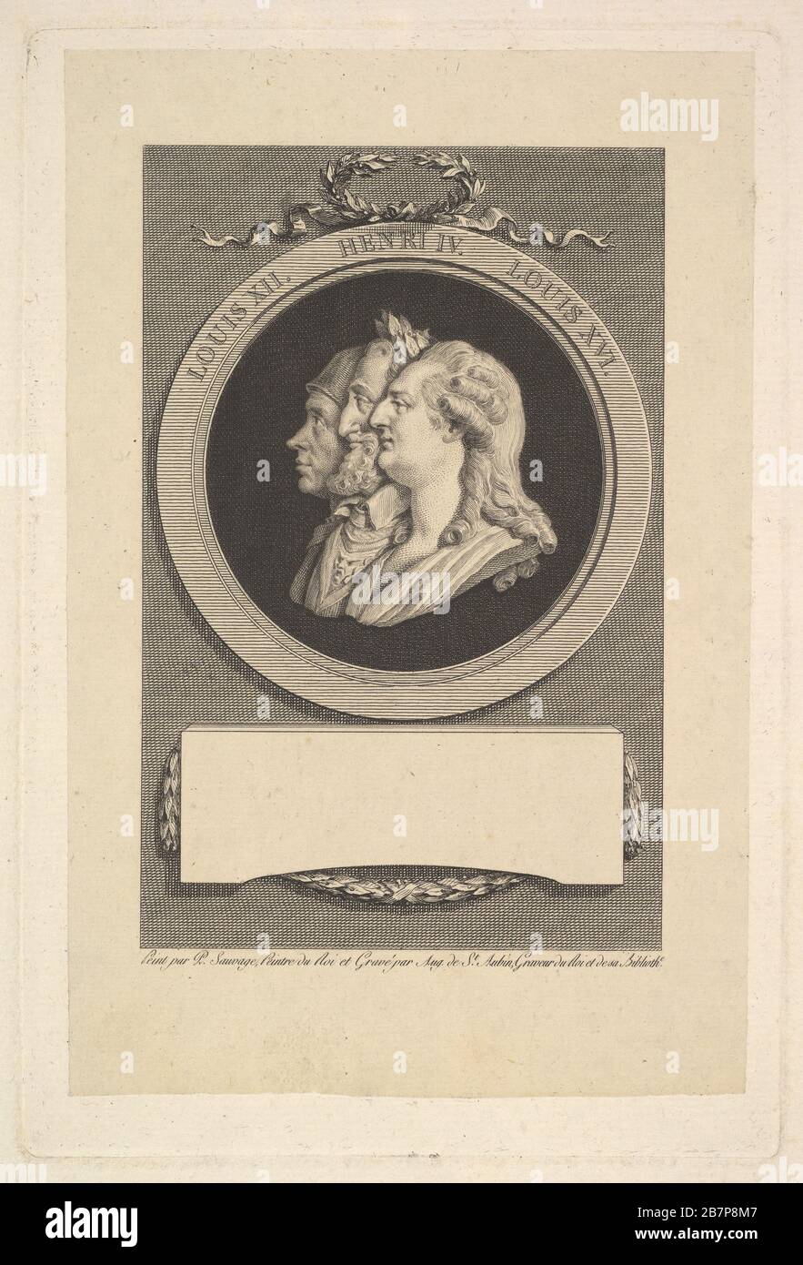 Porträt von Ludwig XVI., Henri IV. Und Ludwig XII., 1712. Nach Piat Joseph Sauvage Stockfoto
