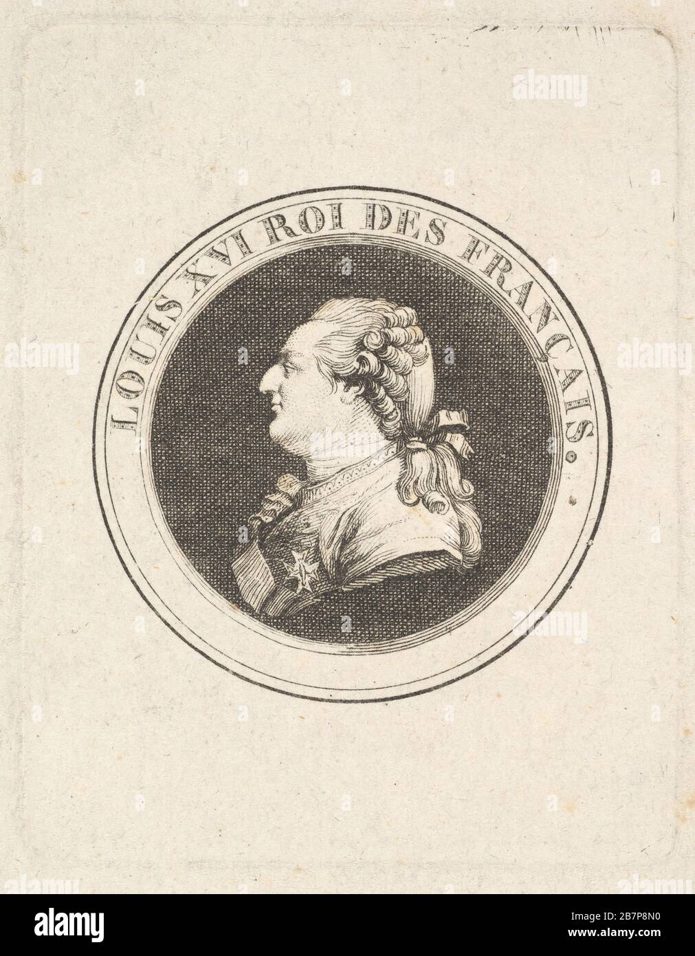 Druck einer Portrait-Medaille von Ludwig XVI., möglicherweise 1789-90. August de Saint-Aubin zugeschrieben Stockfoto