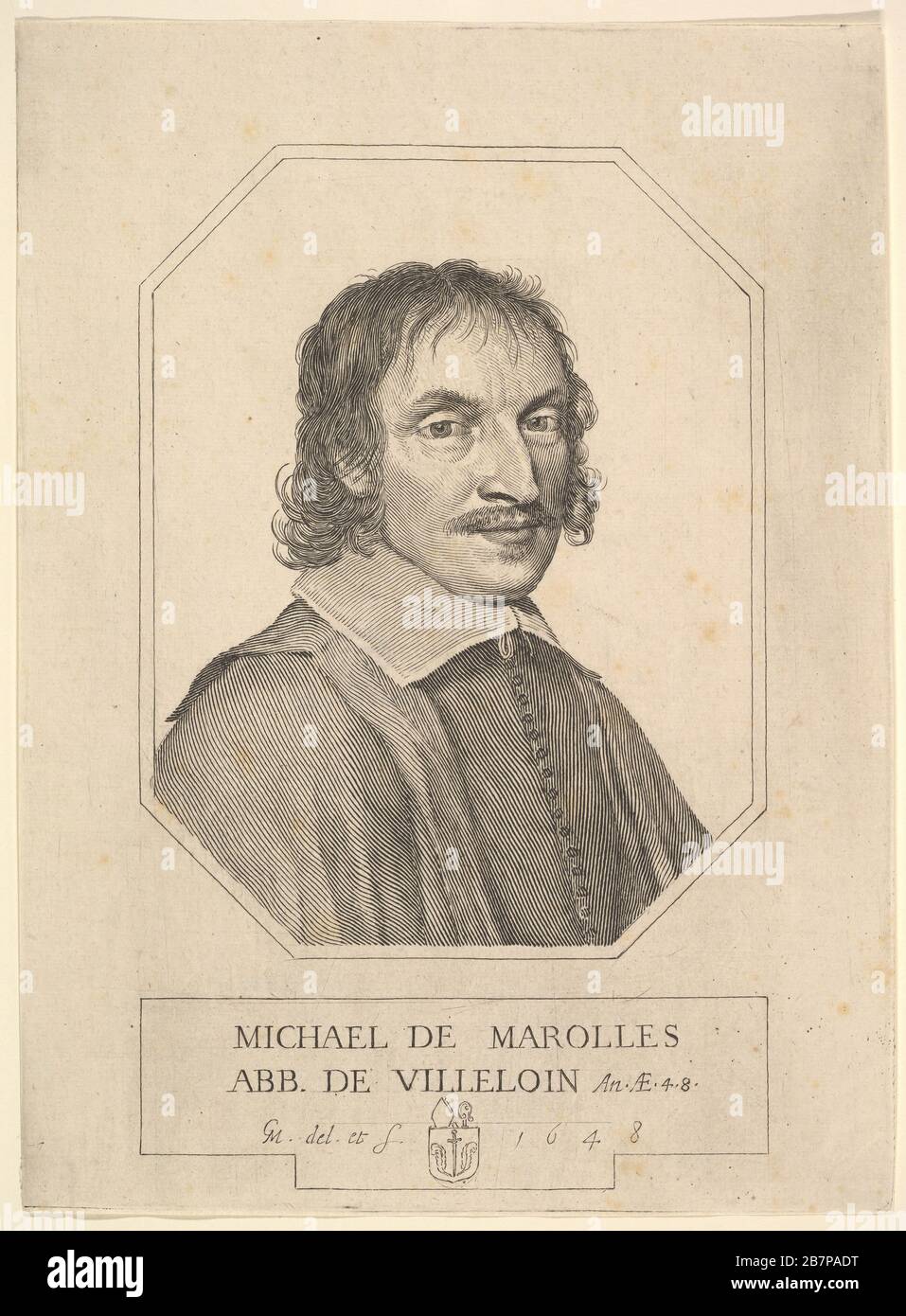 Porträt von Michel de Marolles, 1648. Stockfoto