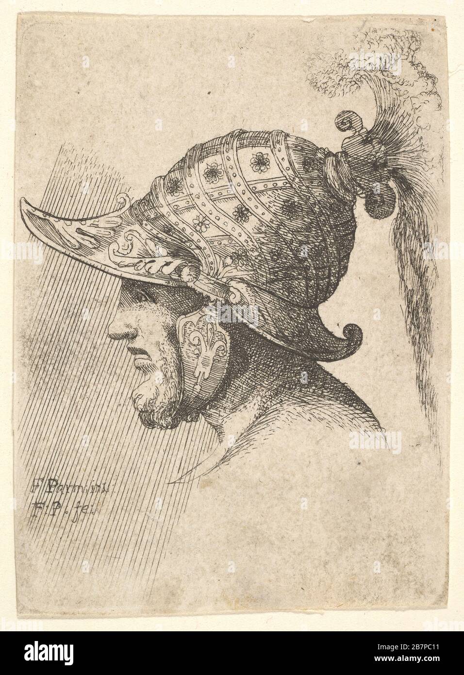 Gehemmter Kopf, 1662-78. Nach Wenceslaus Hollar. Nach Parmigianino Stockfoto