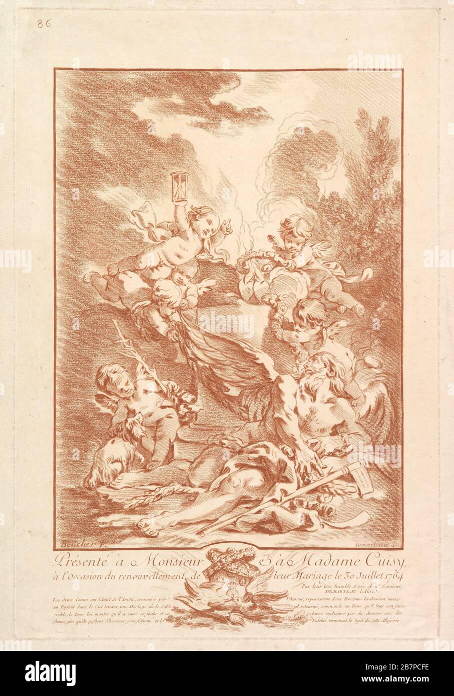 All&#xe9;gorie pour la Comm&#xe9;Moration d'un Mariage (Allegorie für das Gedenken an eine Heirat), Mitte des 18. Jahrhunderts. Nach Francois Boucher Stockfoto