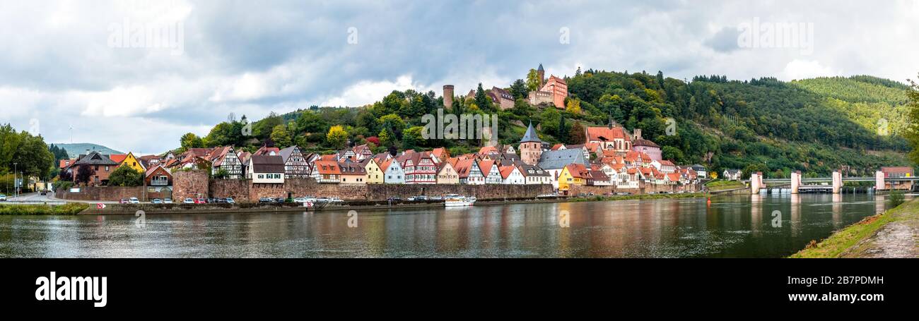 Historische Stadt Hirschhorn, Neckar, Deutschland Stockfoto