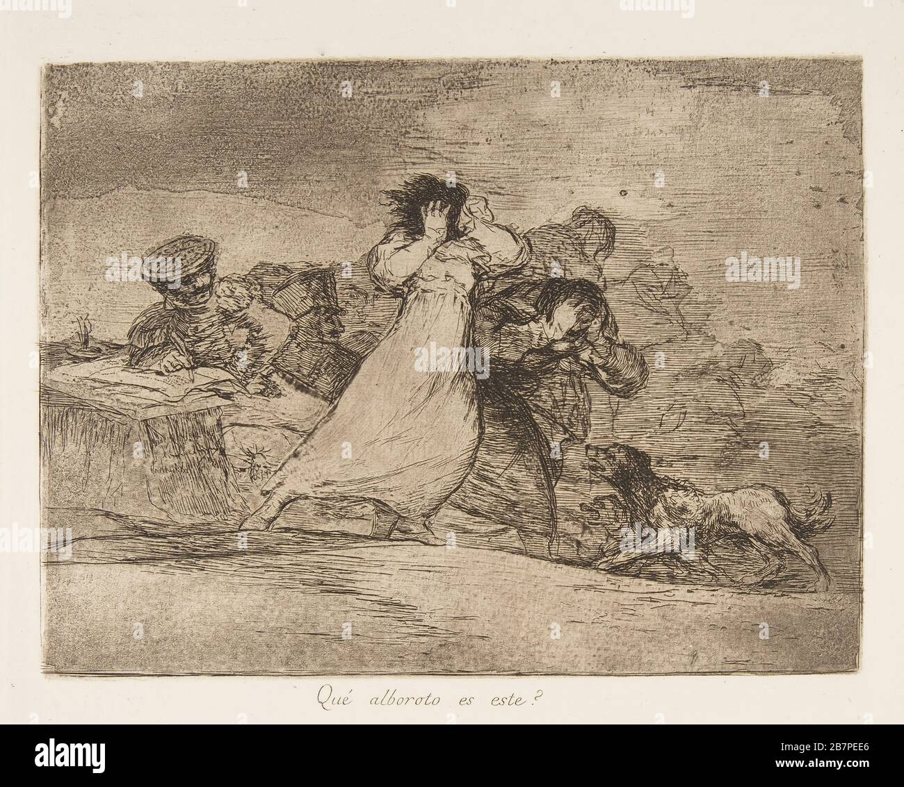 Platte 65 aus "die Kriegskatastrophen" (Los Desastres de la Guerra): "Was ist das Hubbub?" (Qu&#xe9; alboroto es este?), nach 1814-15 (veröffentlicht im Jahre 1863). Stockfoto