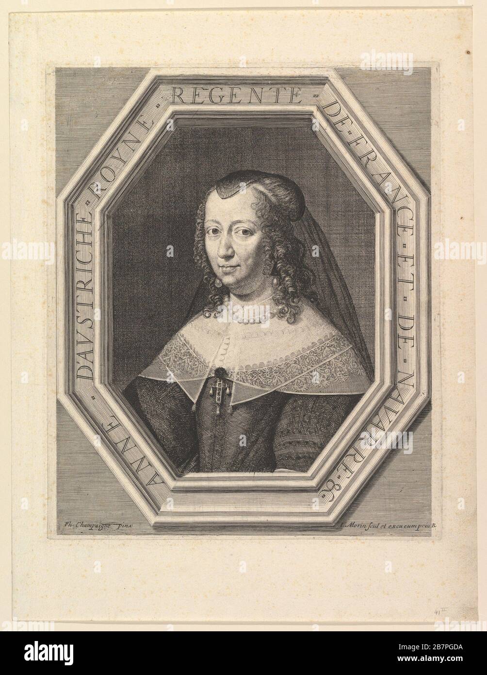 Anne d'Autriche, reine de France, en deuil de cour. Stockfoto