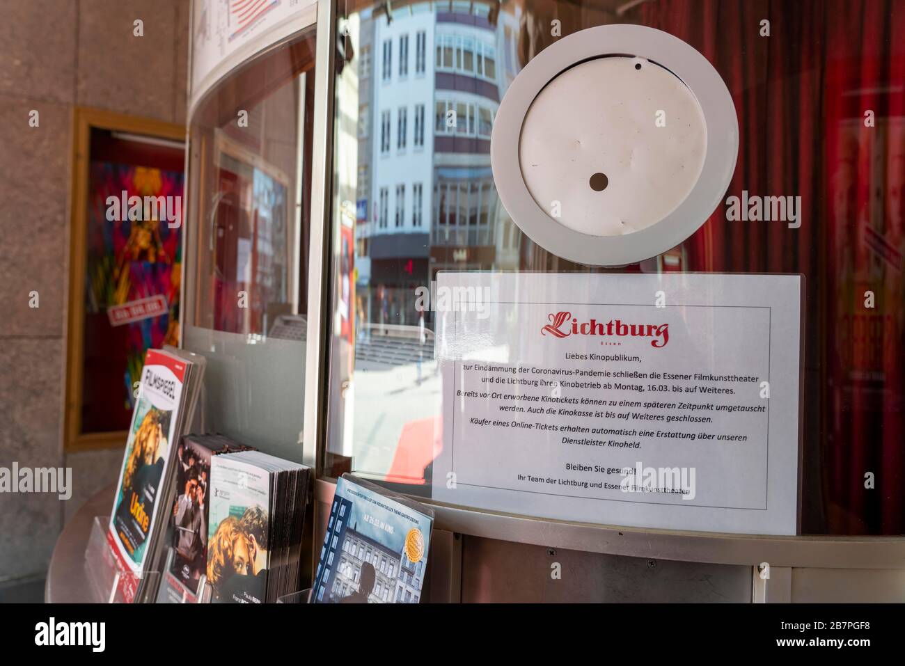 Auswirkungen der Coronavirus Pandemie in Deutschland, Essen, geschlossenes Kino, Lichtburg, Stockfoto
