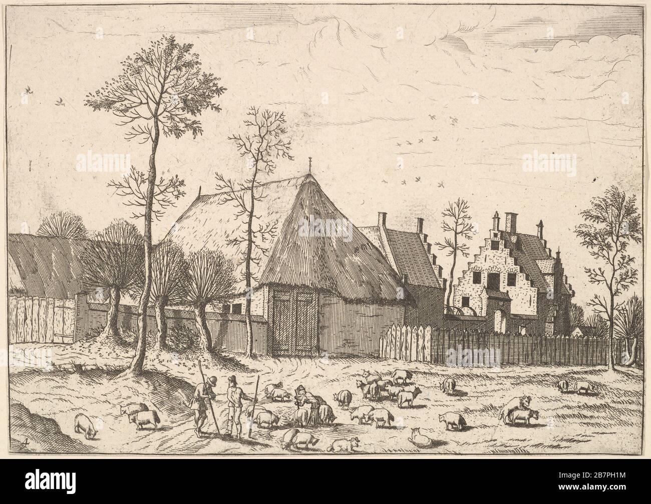 Shed with Cottage, from the Small Landscapes, 1559-61. Stockfoto