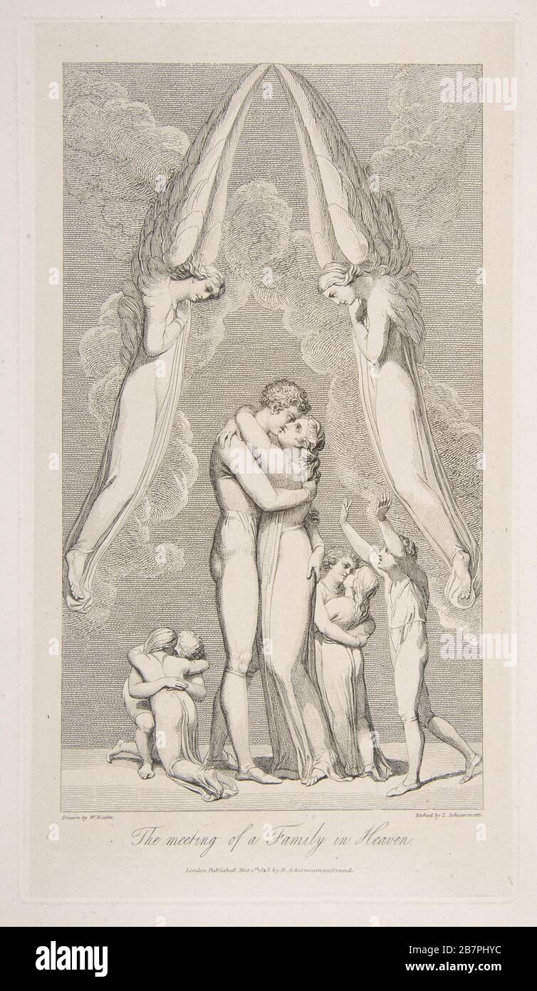 Das Treffen einer Familie im Himmel, aus dem Grab, ein Gedicht von Robert Blair, 1. März 1813. Stockfoto