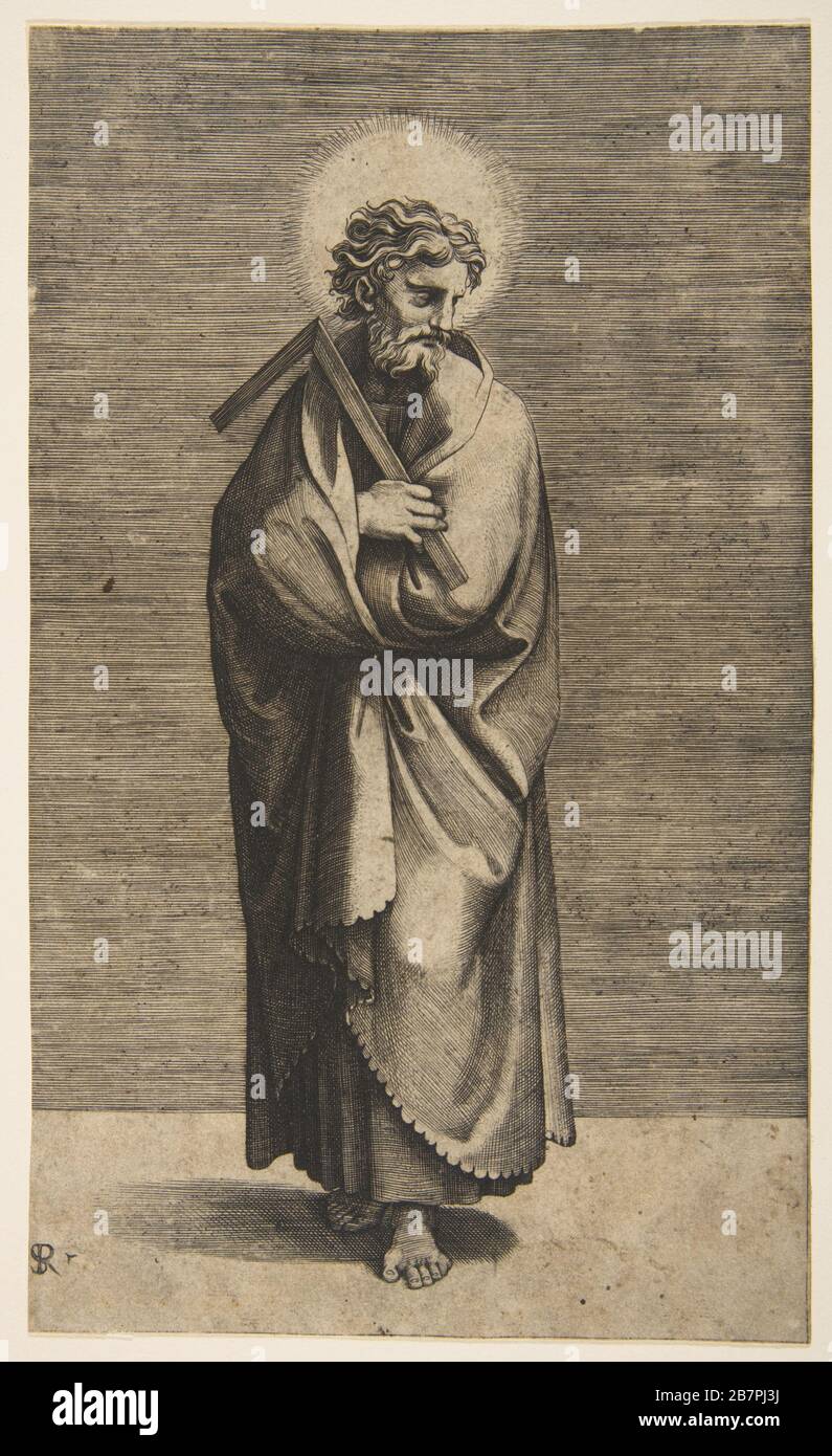 Der heilige Thomas, der eine Quadratregel hält, wandte sich nach rechts, ca. 1515-27. Stockfoto