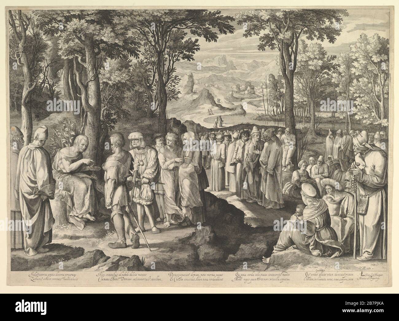 Johannes der Täufer predigt in der Wüste, ca. 1527-28. Stockfoto